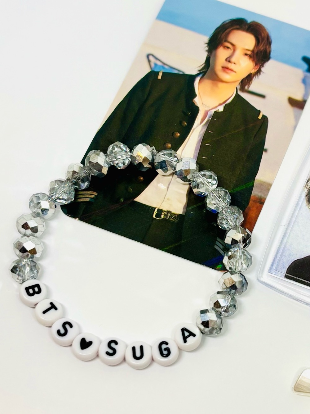 (3pcs) BTS SUGA MIN YOONGI PHOTO KEYCHAIN BRACELET PHOTO CARD BUNDLE - Picture 5 of 8
